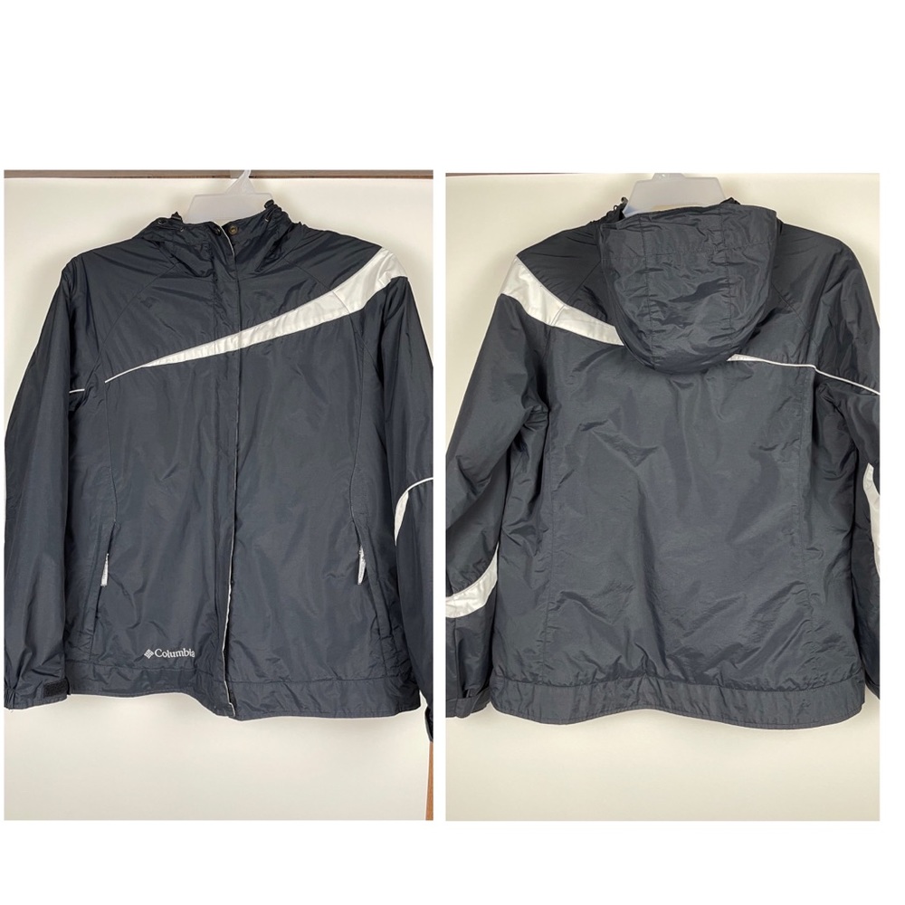 Columbia Women’s Black Water Resistant Hooded Zip Front Jacket Size Large